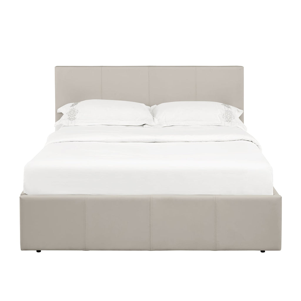 LUNA Faux Leather Gas Lift Ottoman Storage Bedframe in Beige with 4 Size Options