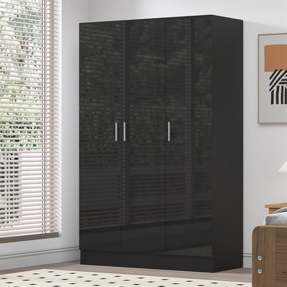 REFLECT High Gloss Bedroom Furniture Wardrobe Chest Bedside Desk Option in Black