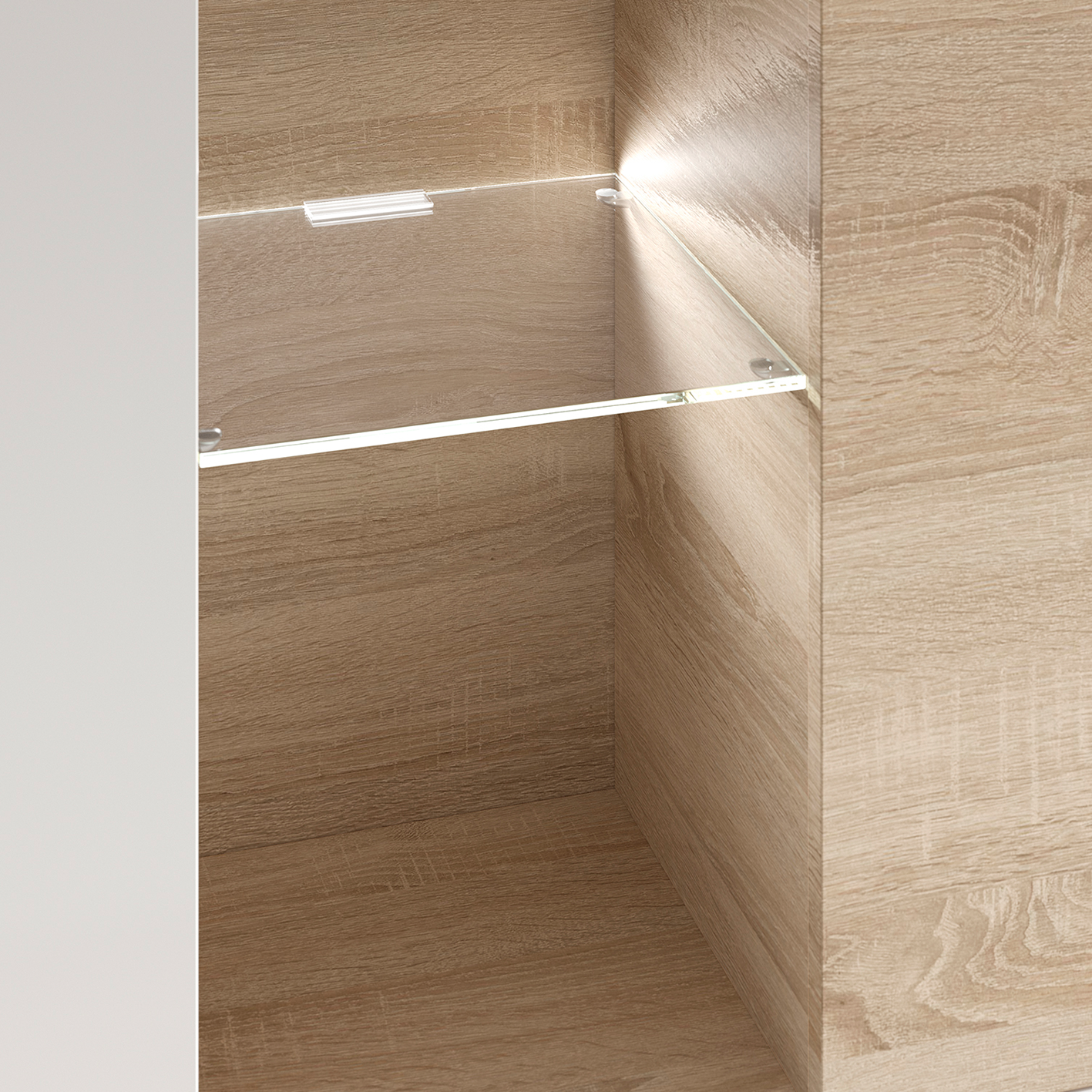 Modern Oak & White TV Unit with Glass Details and LED Lights- Media Storage for Living Rooms