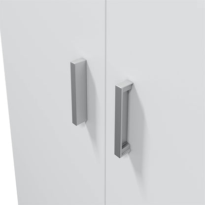 BALTIC Tall White Bathroom Storage Cabinet with 2 Doors- Slim Reversible Design