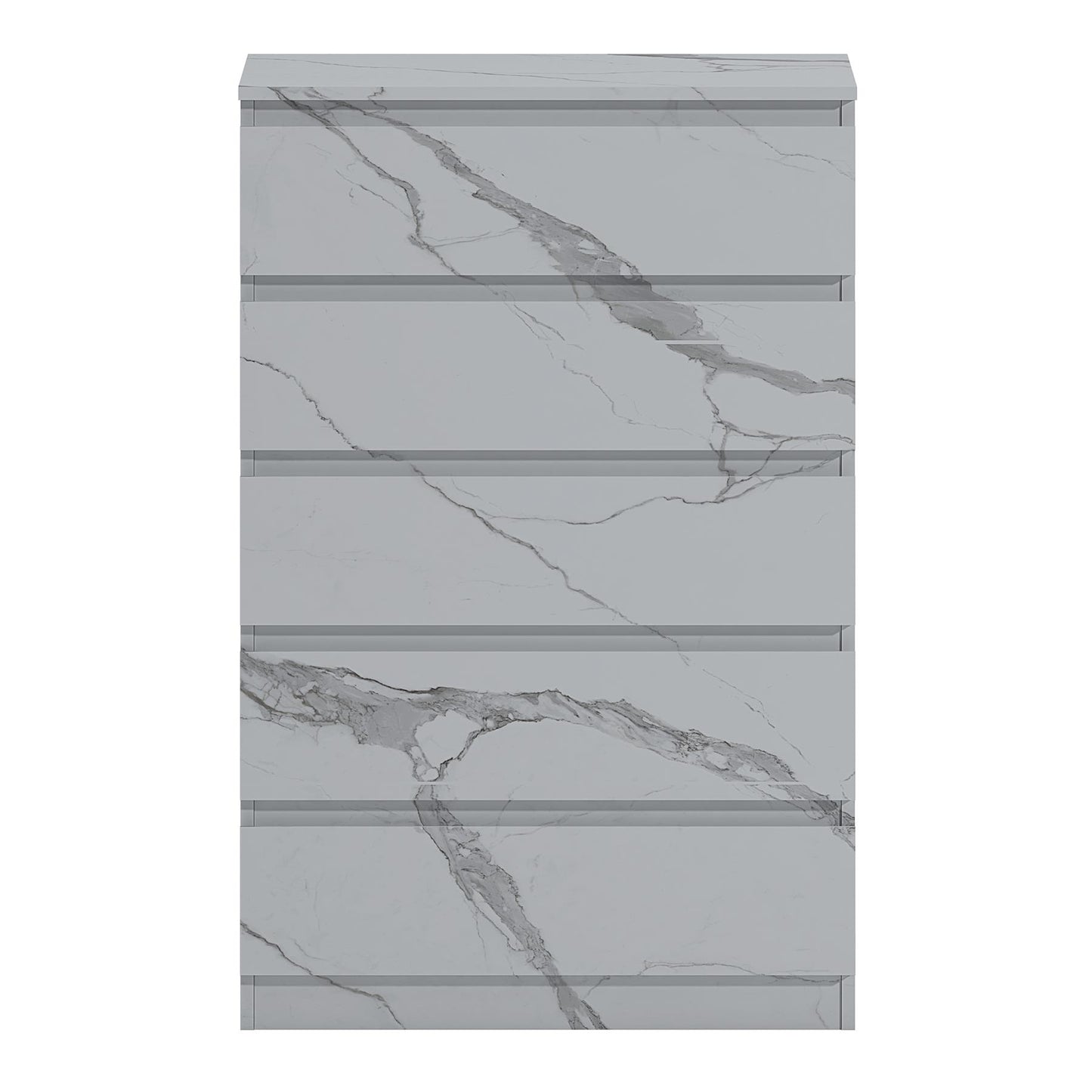 ZITA Bedroom Furniture Tall 5 Drawer Chest in White OR Grey Marble Colour Option