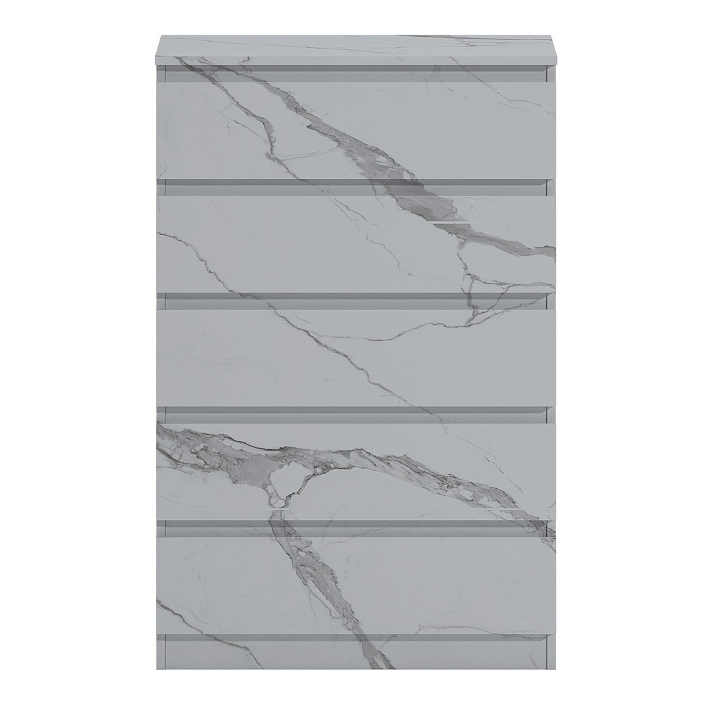ZITA Bedroom Furniture Tall 5 Drawer Chest in White OR Grey Marble Colour Option