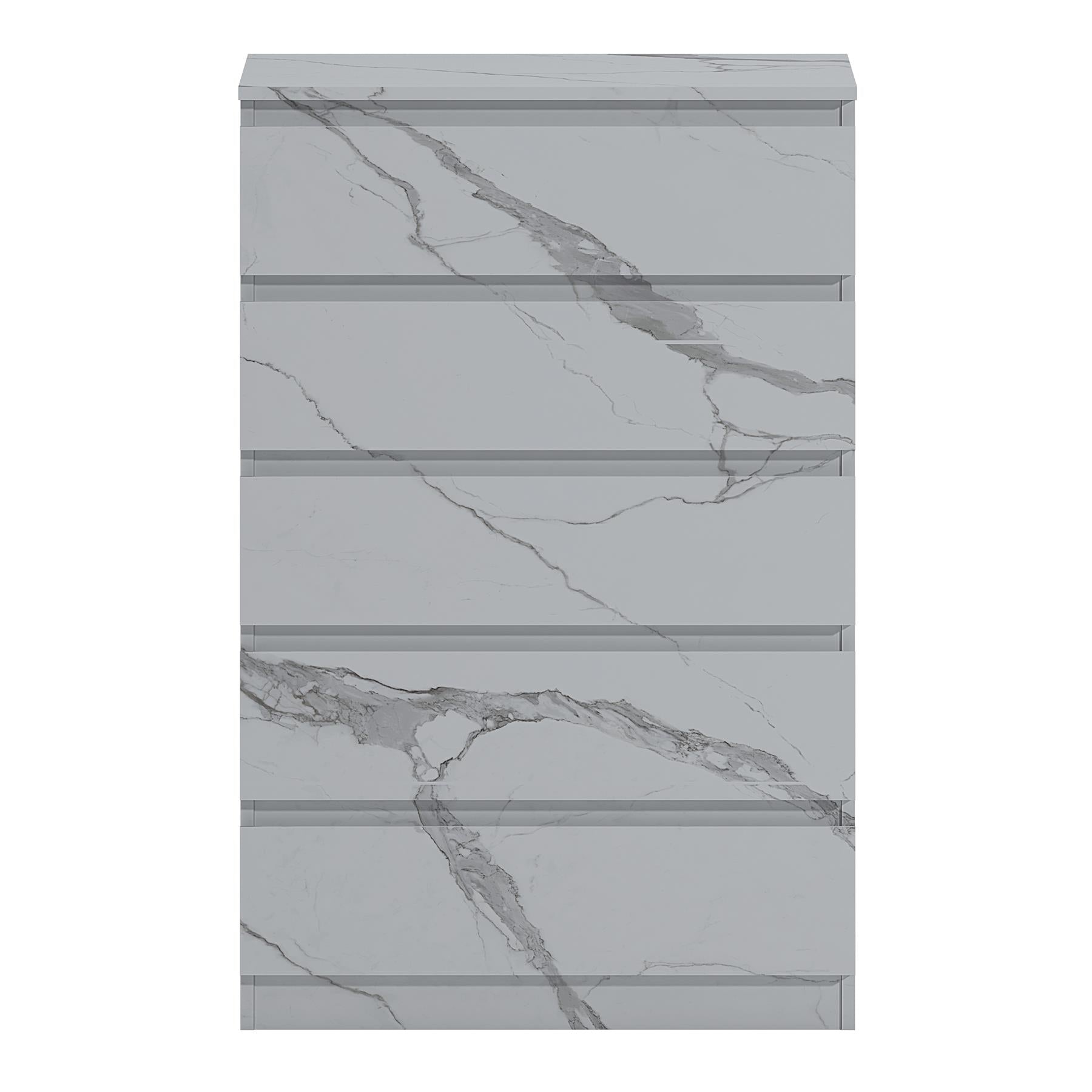 ZITA White Marble Effect 5 Drawer Chest - Modern Storage Unit, Stylish Bedroom Storage