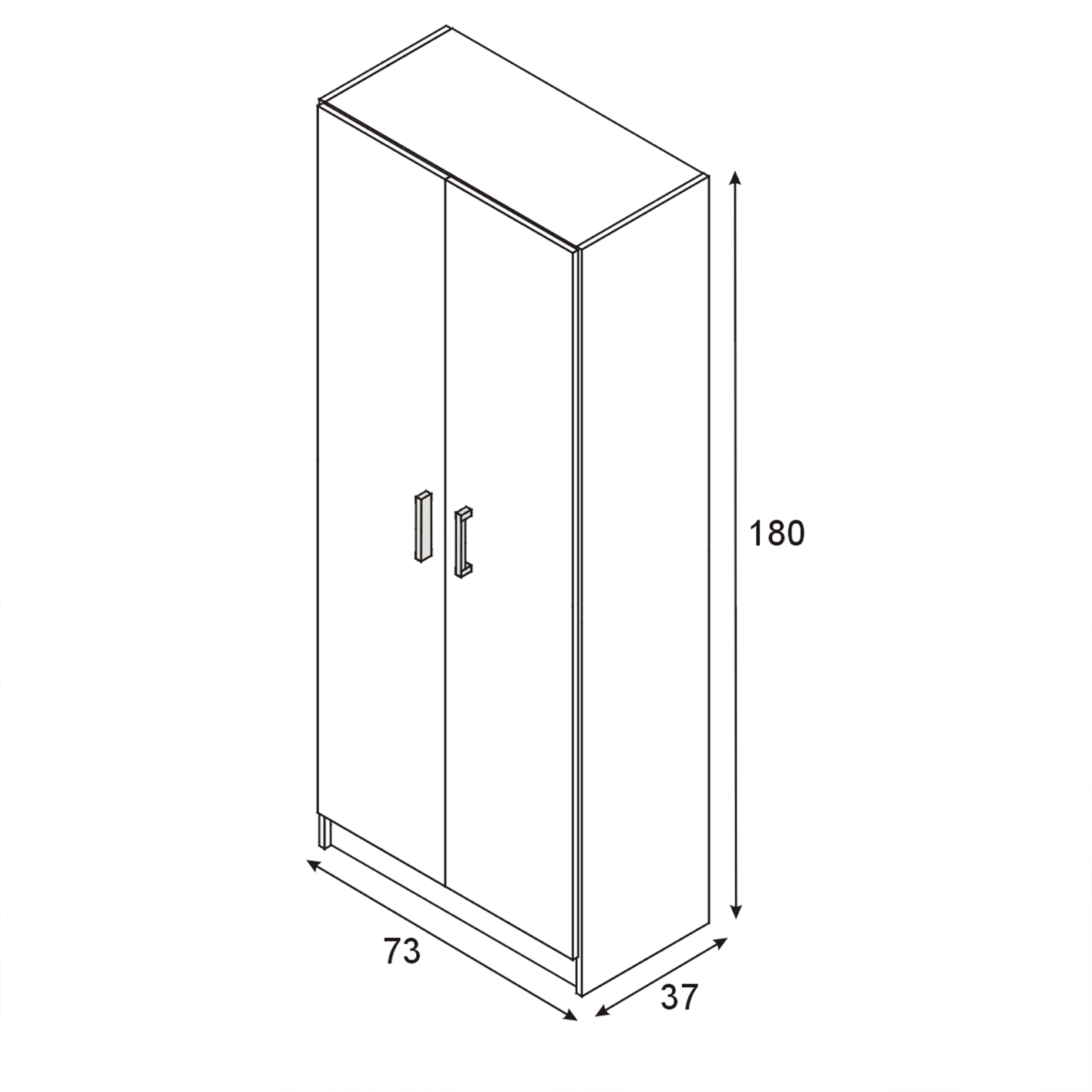 Vita 2 Door Kitchen Utility Room Cabinet - Oak Finish