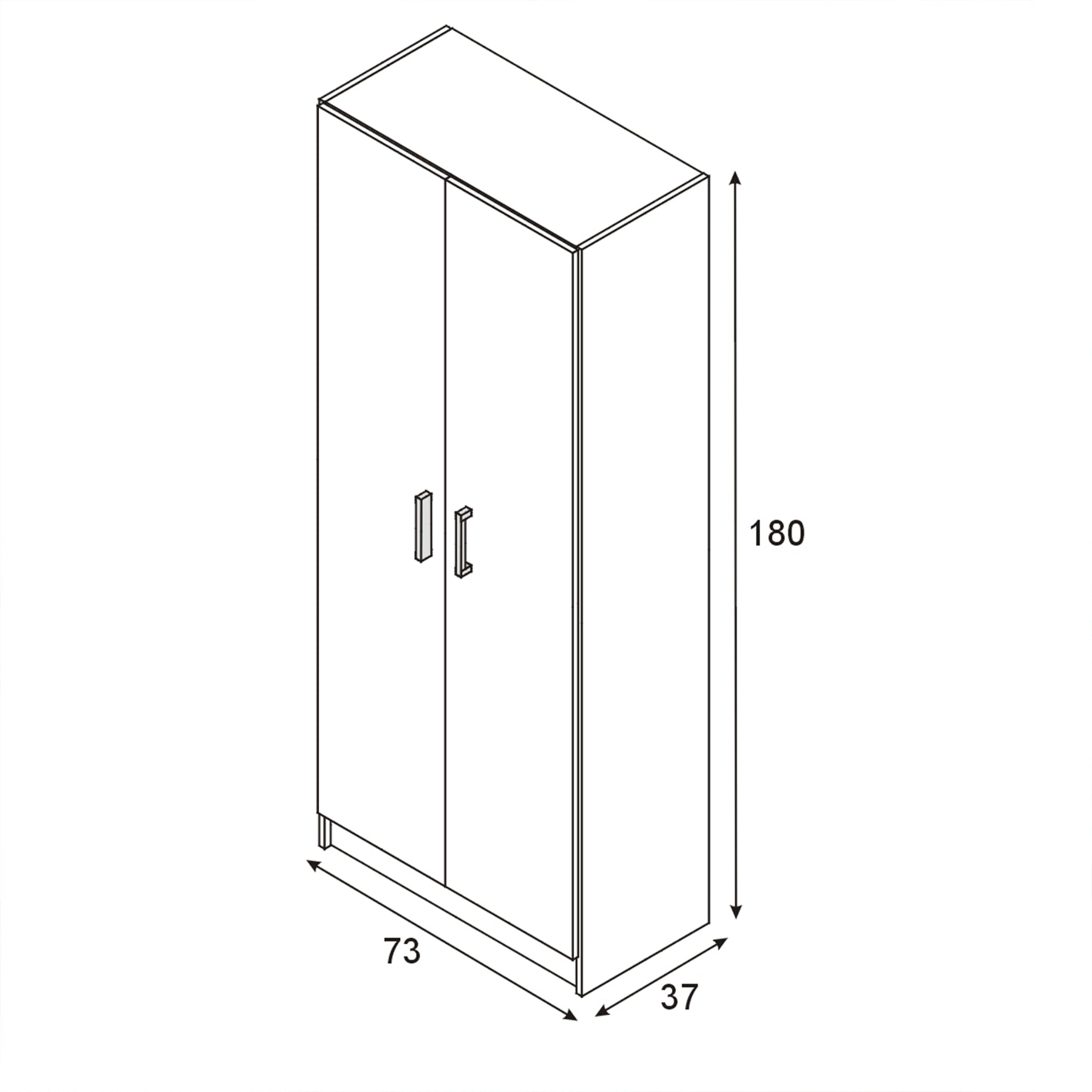 Vita 2 Door Kitchen Utility Room Cabinet - Oak Finish