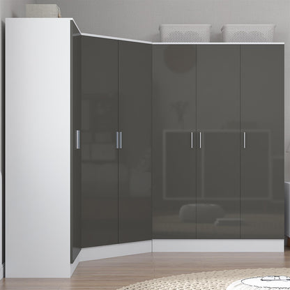 REFLECT Gloss 7 Door Wardrobe Bundle - Corner + 3dr Plain + Double Wardrobe