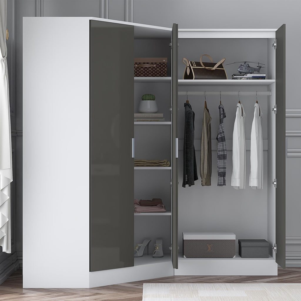 REFLECT Gloss 4 Door Wardrobe Bundle Inc 2 Door Corner + 2 Door Mirror Wardrobes