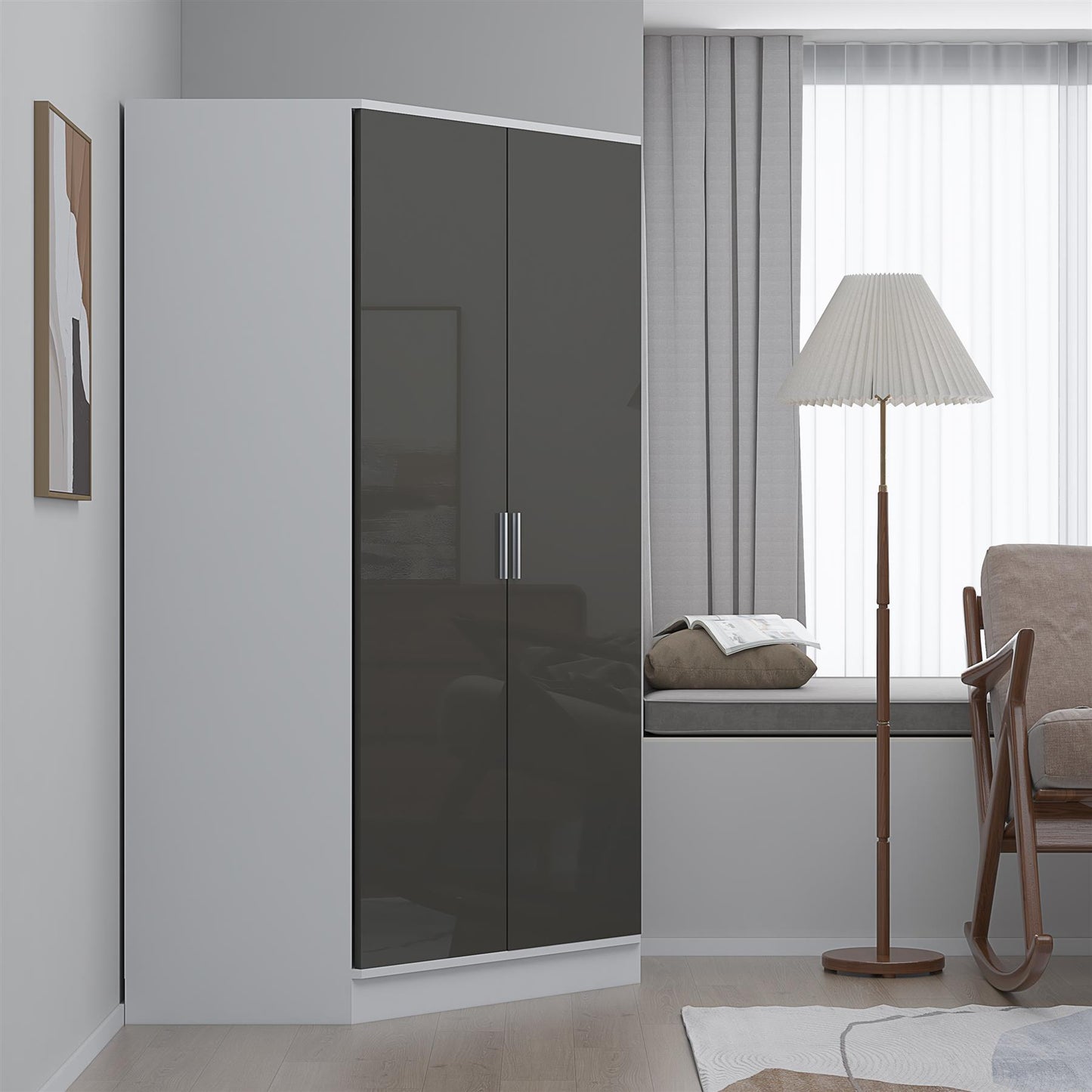 REFLECT Gloss Bedroom Furniture Wardrobe Chest Bedside Desk - 4 Colour Options