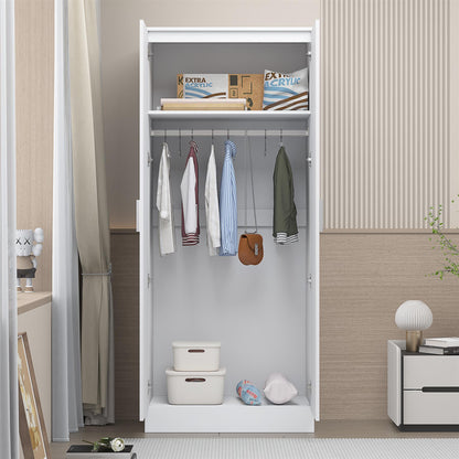 Reflect 2 Door Plain Wardrobe - White Gloss & Matt White - Hanging Rails & Shelves - Modern Sleek Design