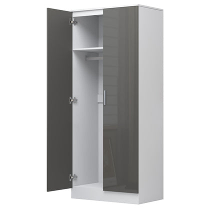 Reflect 3pc Wardrobe Bundle - 2 Door Corner + 2 Door Plain + 1 Door Plain - Grey Gloss & Matt White