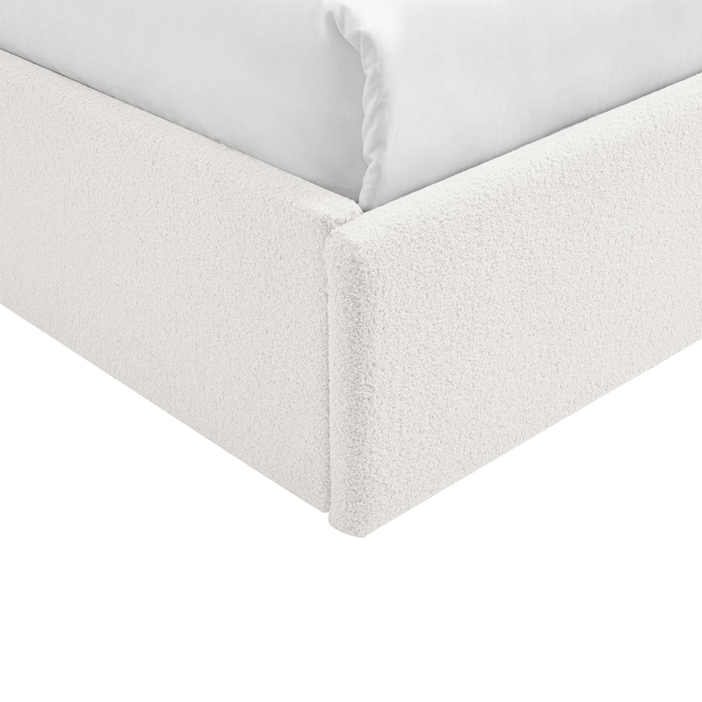 TEDDY BOUCLE 4FT6 Double Gas Lift Up Ottoman Storage Bedframe(White)