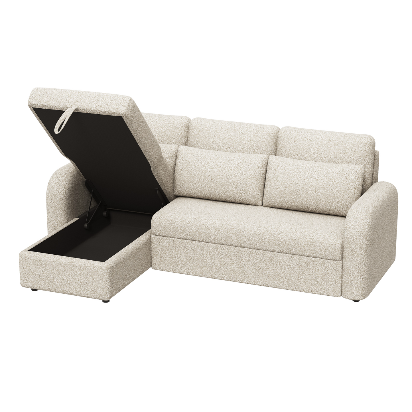 FLYN - 3 Seater L Shape Corner Sofabed in Teddy Boucle BEIGE