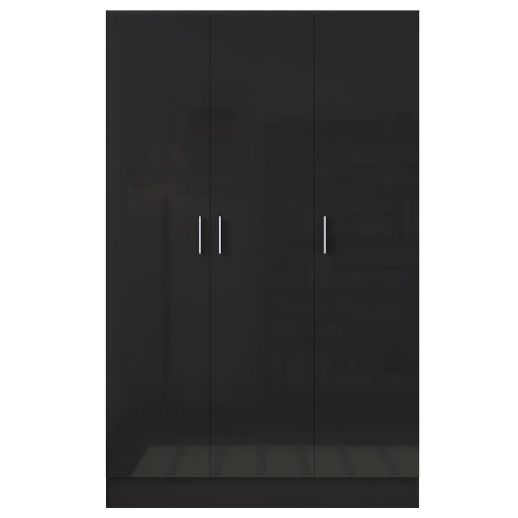 REFLECT High Gloss Bedroom Furniture Wardrobe Chest Bedside Desk Option in Black
