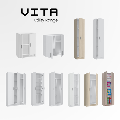 VITA Utility Laundry Cupboard / Cabinet Storage Units in White OR Oak Options