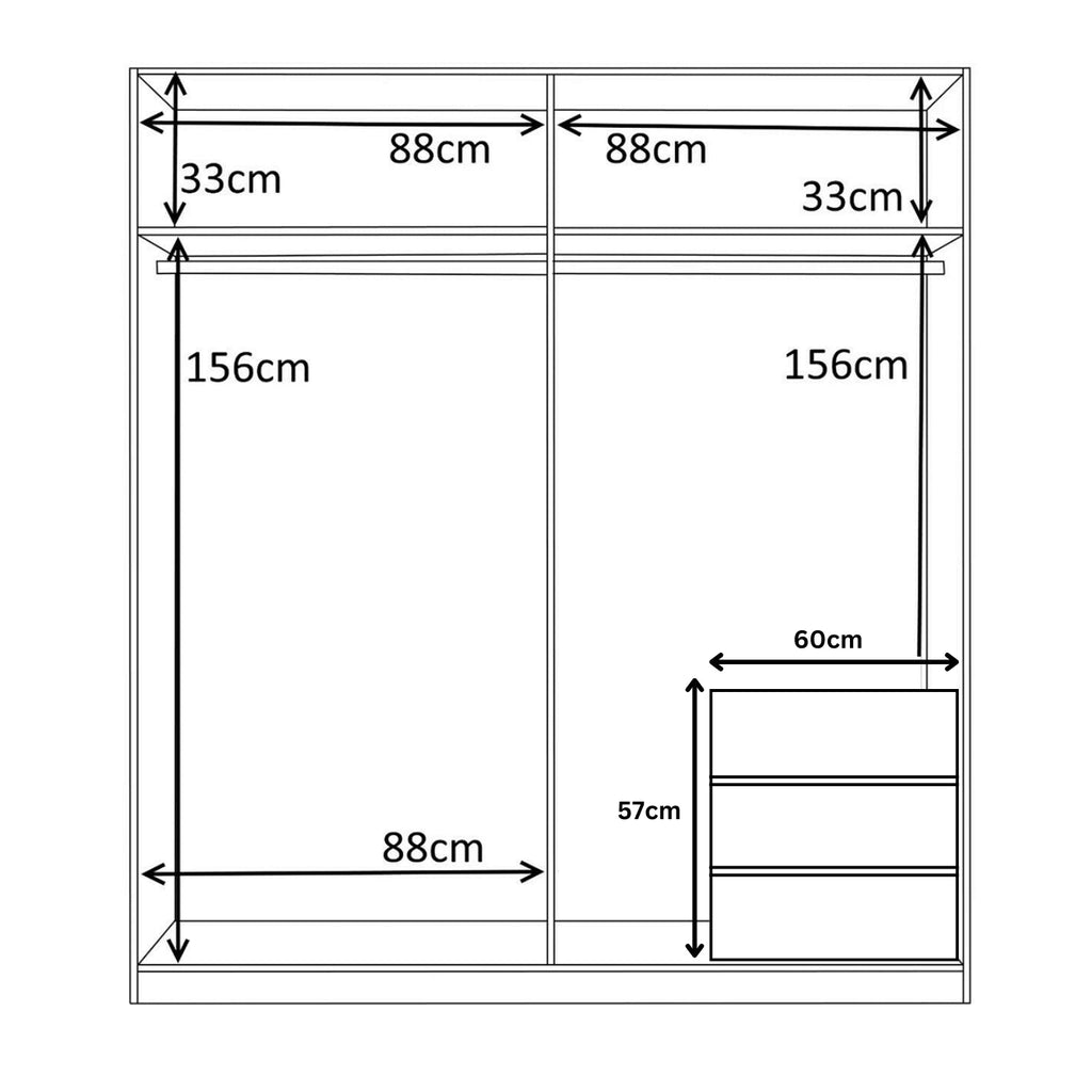 Modern Hinged/Sliding Wardrobes - Optional Internal Drawer & Colour Options