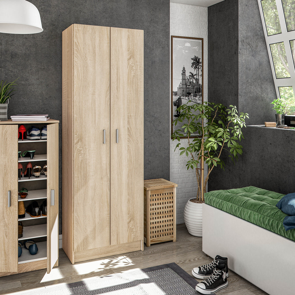 Vita Oak 2 Door Shoe & Boot Cupboard - Modular Kitchen Utility Room Cleaning Cabinet