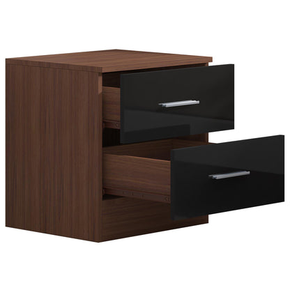 REFLECT High Gloss Bedroom Furniture Wardrobe Chest Bedside Desk - Black/Walnut