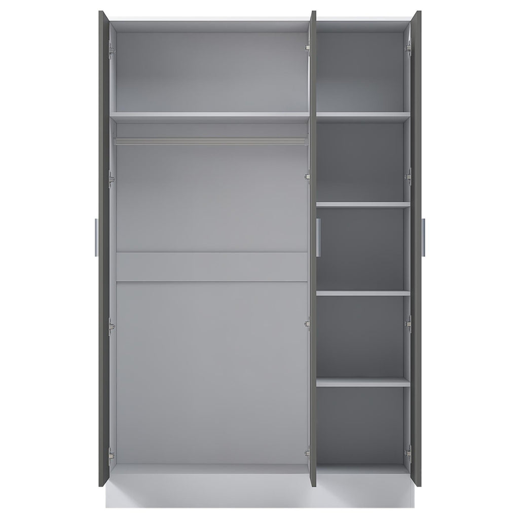 REFLECT High Gloss Bedroom Furniture Wardrobe Chest Bedside Desk in Grey/White