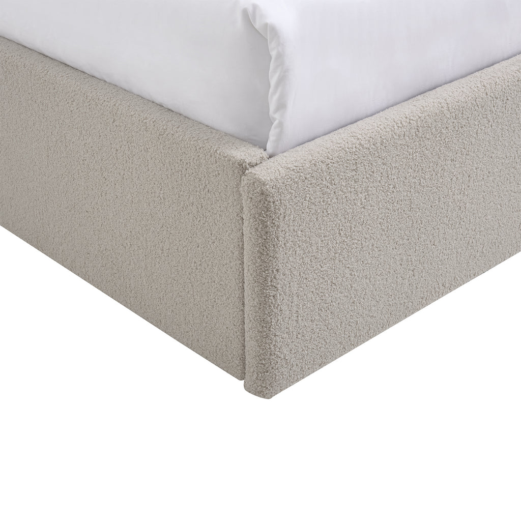 TEDDY BOUCLE 4FT Small Double Gas Lift Up Ottoman Storage Bedframe (Cream Beige)