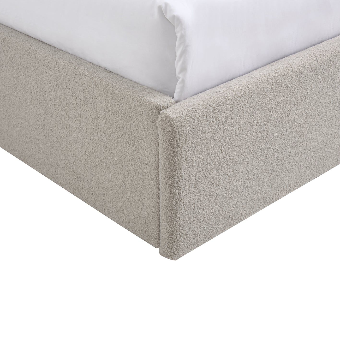 TEDDY BOUCLE 4FT Small Double Gas Lift Up Ottoman Storage Bedframe (Cream Beige)