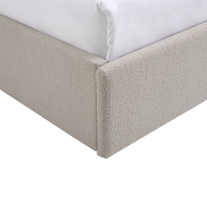 TEDDY BOUCLE 4FT Small Double Gas Lift Up Ottoman Storage Bedframe (Cream Beige)