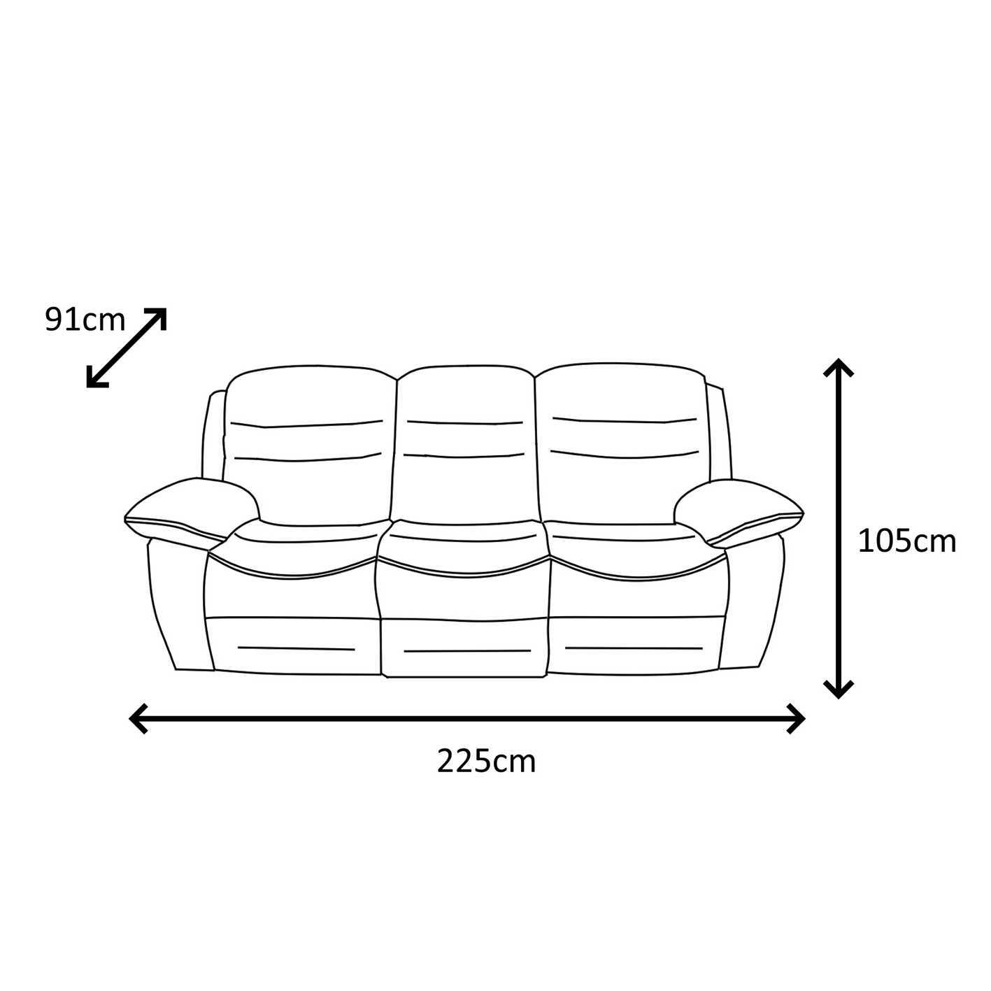 NAPOLI 3 Seater Electric Recliner Sofa - Grey Faux Suede