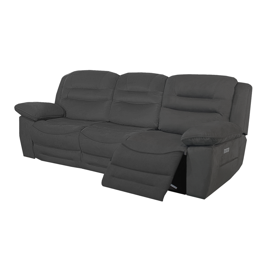 NAPOLI 3 Seater Electric Recliner Sofa - Grey Faux Suede