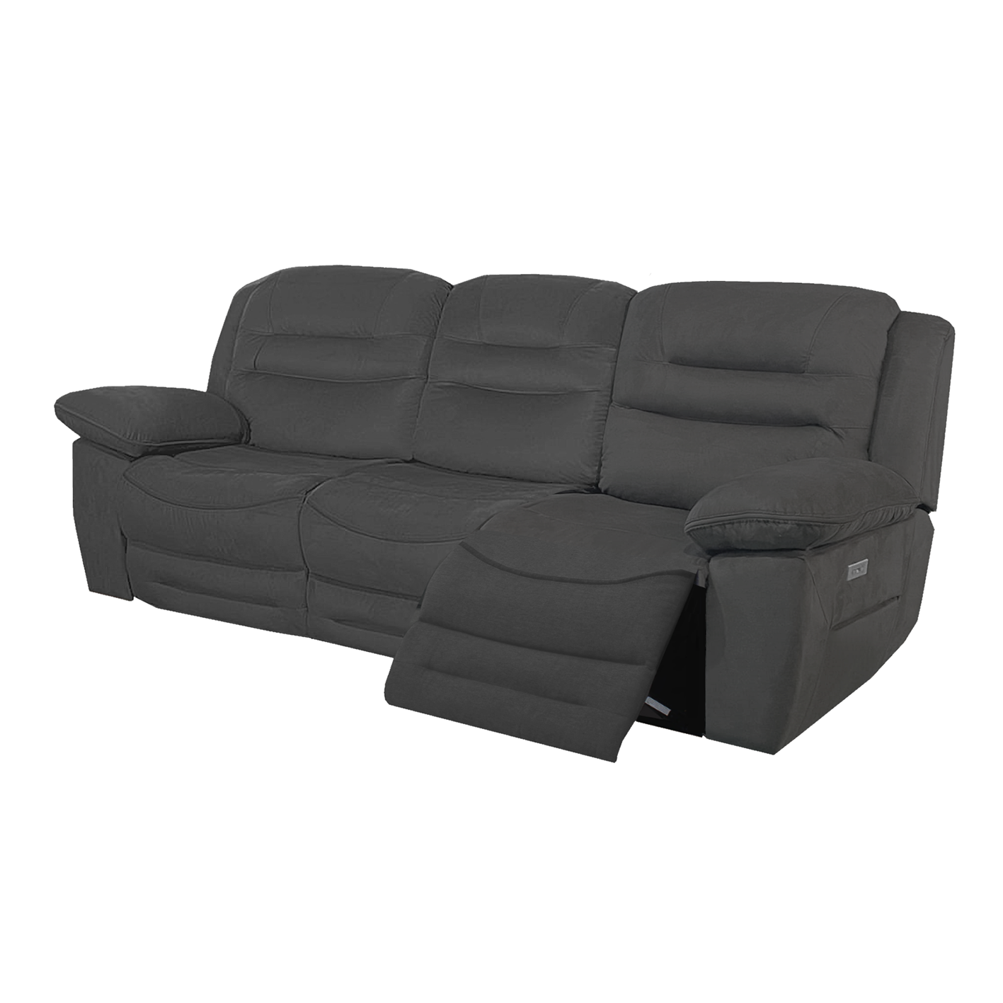 NAPOLI 3 Seater Electric Recliner Sofa - Grey Faux Suede