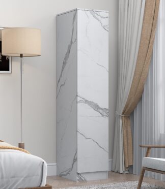 1 Door Wardrobe - Grey/White Matt Marble Effect ZITA