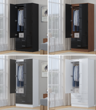 2 Door + 2 Drawer Combination Wardrobe - 4 Colours REFLECT