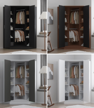 2 Door Corner Wardrobe - 4 Colours REFLECT