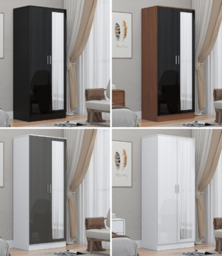 2 Door Mirrored Wardrobe - 4 Colours REFLECT