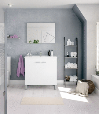 BALTIC 2 Door Sink Storage Unit Including Sink & Mirror - White
