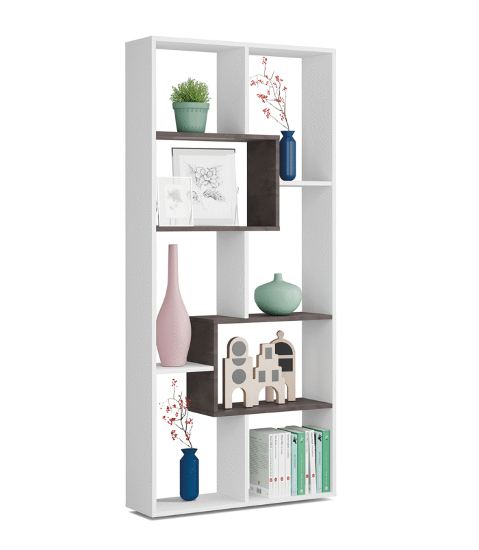 8Shelfbookcasewhitedarkbrown2