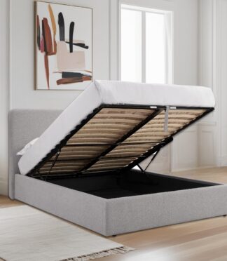 TEDDY BOUCLE 5FT Kingsize Ottoman Storage Bed - Grey
