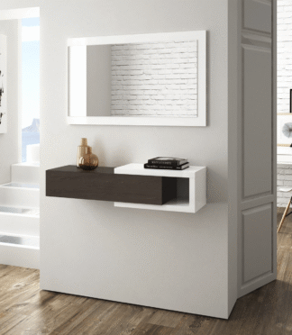 NOON Floating Hallway Unit with Mirror - White & Tuscan