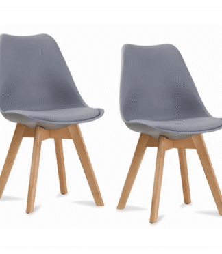Louvre Dining Chairs (Pair of 2) - Grey & Oak