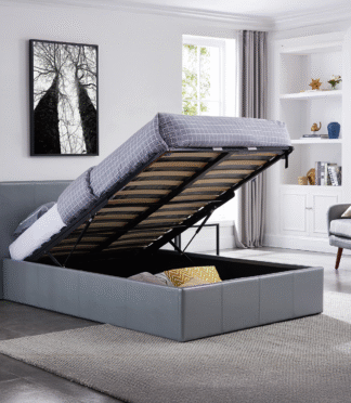 LUNA SIESTA 3FT Single Faux Leather Ottoman Storage Bed - Grey