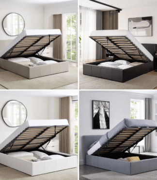 LUNA SIESTA 4FT Small Double Faux Leather Ottoman Storage Bed - 4 Colours