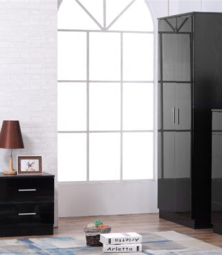 REFLECT SET High Gloss 2 Door Plain + Chest + Bedside (3 Piece Set) - 5 Colours