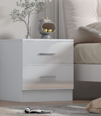 2 Drawer Bedside - White Gloss/Matt White REFLECT