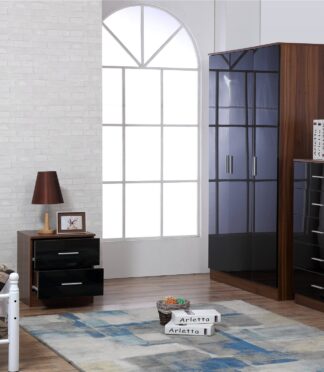 REFLECT SET High Gloss 3 Door Plain + Chest + Bedside (3 Piece Set) - 4 Colours