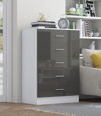 5 Drawer Chest- Grey Gloss/Matt White REFLECT