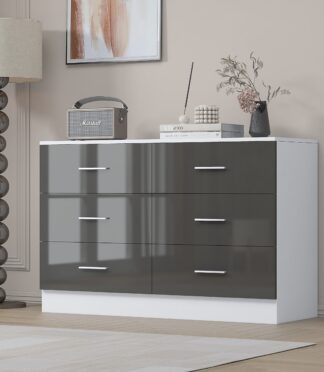 6 Drawer XL Chest - Grey Gloss/Matt White REFLECT