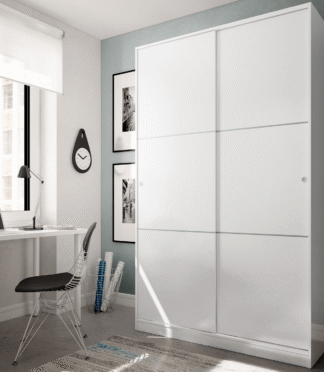 TOP 2 Door Sliding Wardrobe (120cm) - White