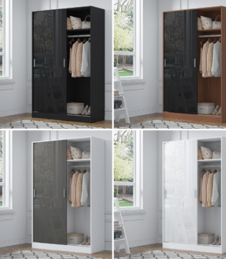 2 Door Sliding XL Plain Wardrobe - 4 Colours REFLECT