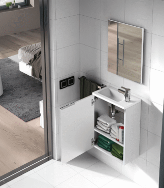 Compact Bathroom Unit with Sink Unit + Mirror (40cm) - White