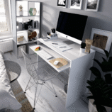 computerdeskinwhitewithrollouttray