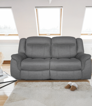 DOVER 2 + 2 Seater Manual Recliner Sofa Set - Grey Faux Suede