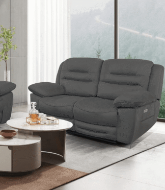 NAPOLI 2 Seater Electric Recliner Sofa - Grey Faux Suede